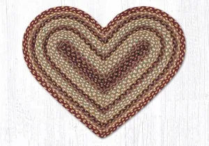 Burgundy, Gray, and Cream Braided Rug - Heart