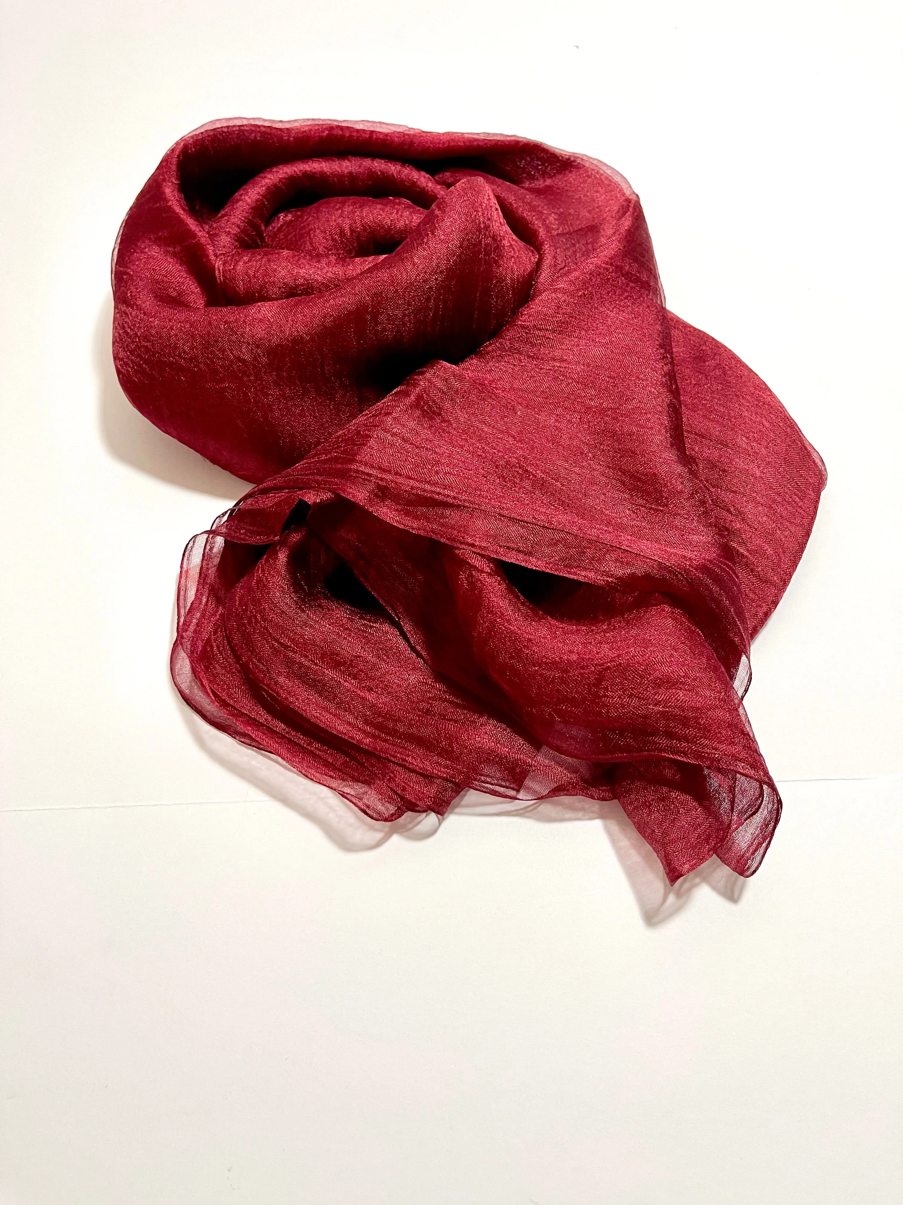 Burgundy Margilan  Rarefied silk fabric. Silk for Wet Feltin, Price for 2 Meters