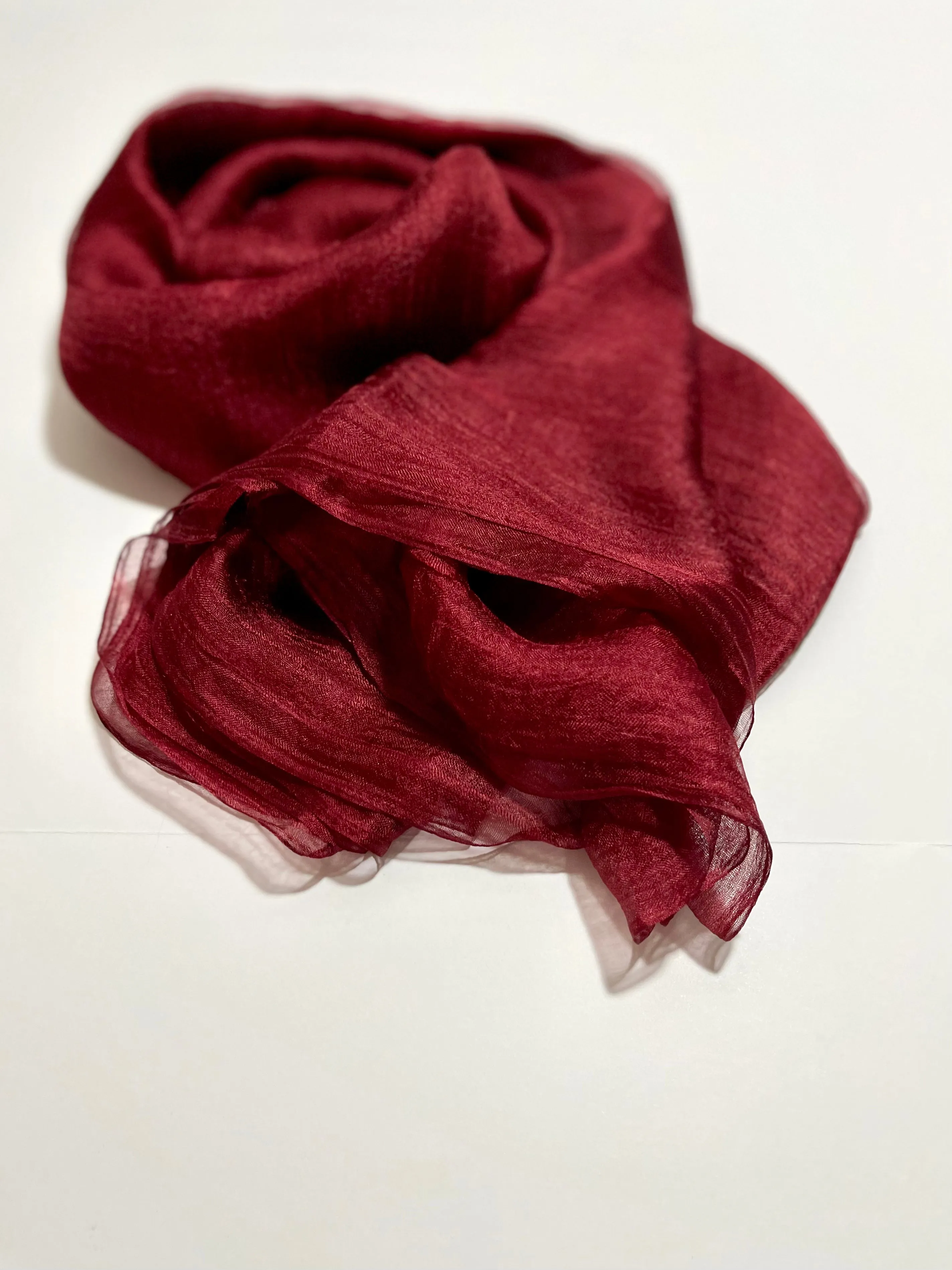 Burgundy Margilan  Rarefied silk fabric. Silk for Wet Feltin, Price for 2 Meters