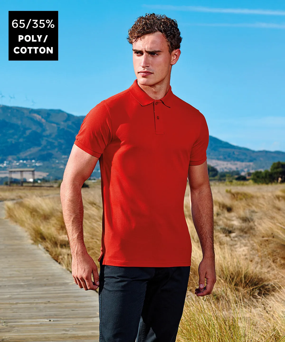 Burgundy - Men’s polycotton blend polo