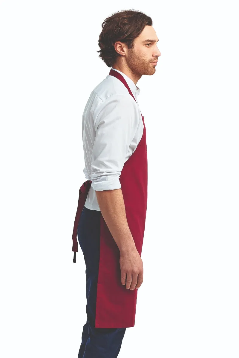 Burgundy Organic Cotton Bib Apron (No Pockets)