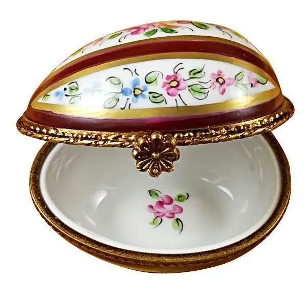 Burgundy Striped Egg limoges box