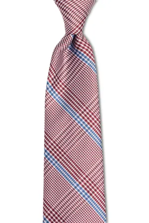 Burgundy with Blue Striped Skinny Tie