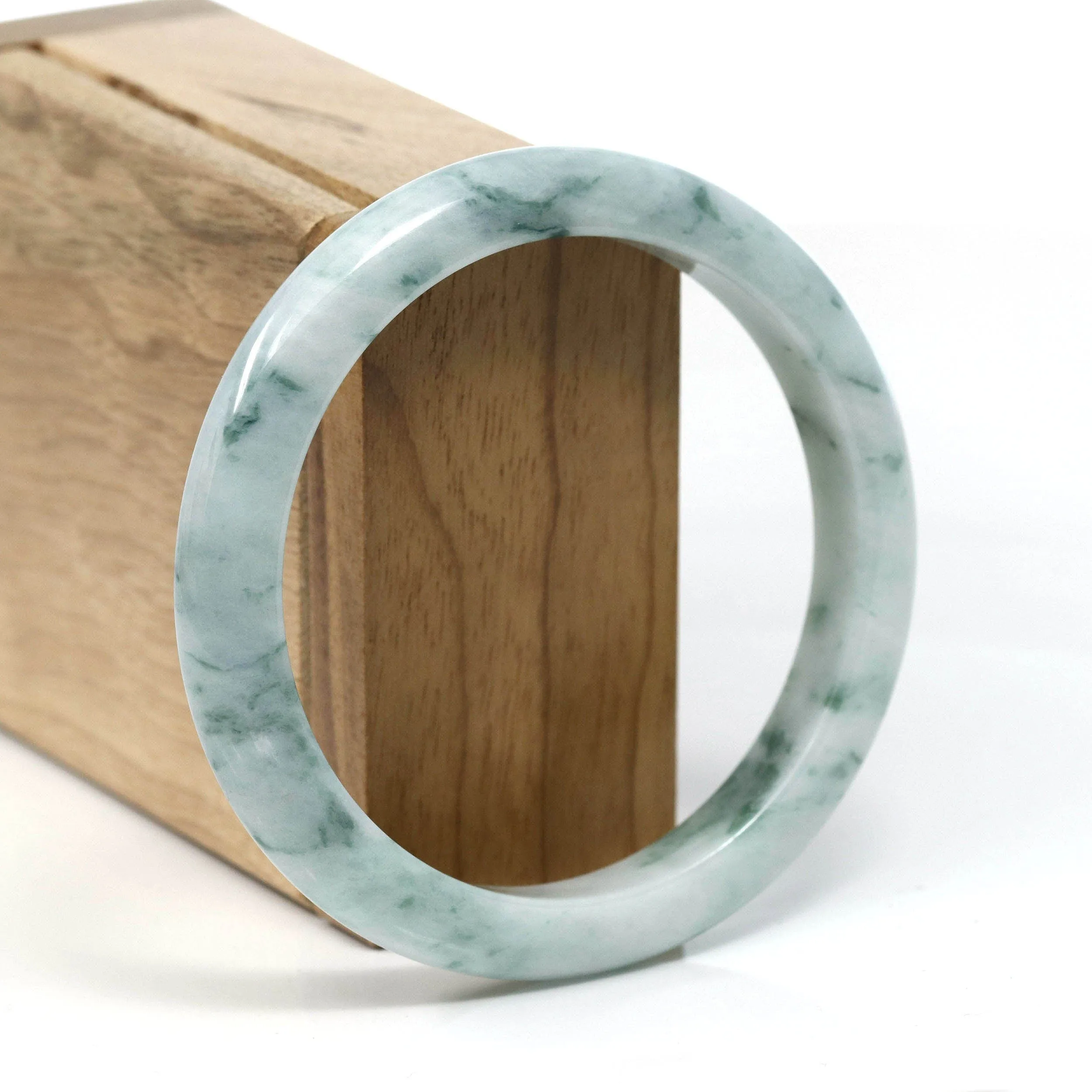 Burmese Blue-Green Jade Jadeite Bangle Bracelet (59.65 mm) T244