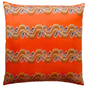 Burmese Silk Pillow Orange Brown Ribbon