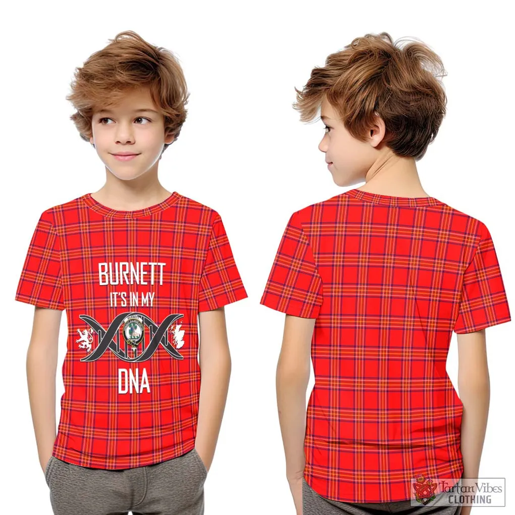 Burnett Modern Tartan Kid T-Shirt with Family Crest DNA In Me Style