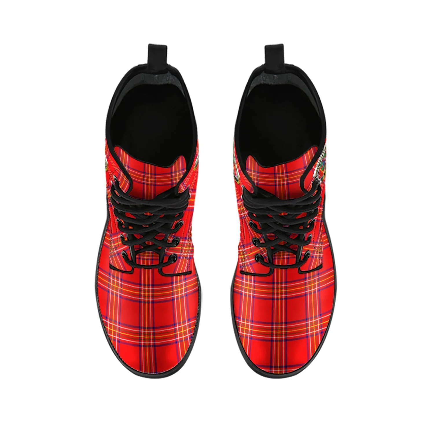 Burnett Modern Tartan Leather Boots with Family Crest