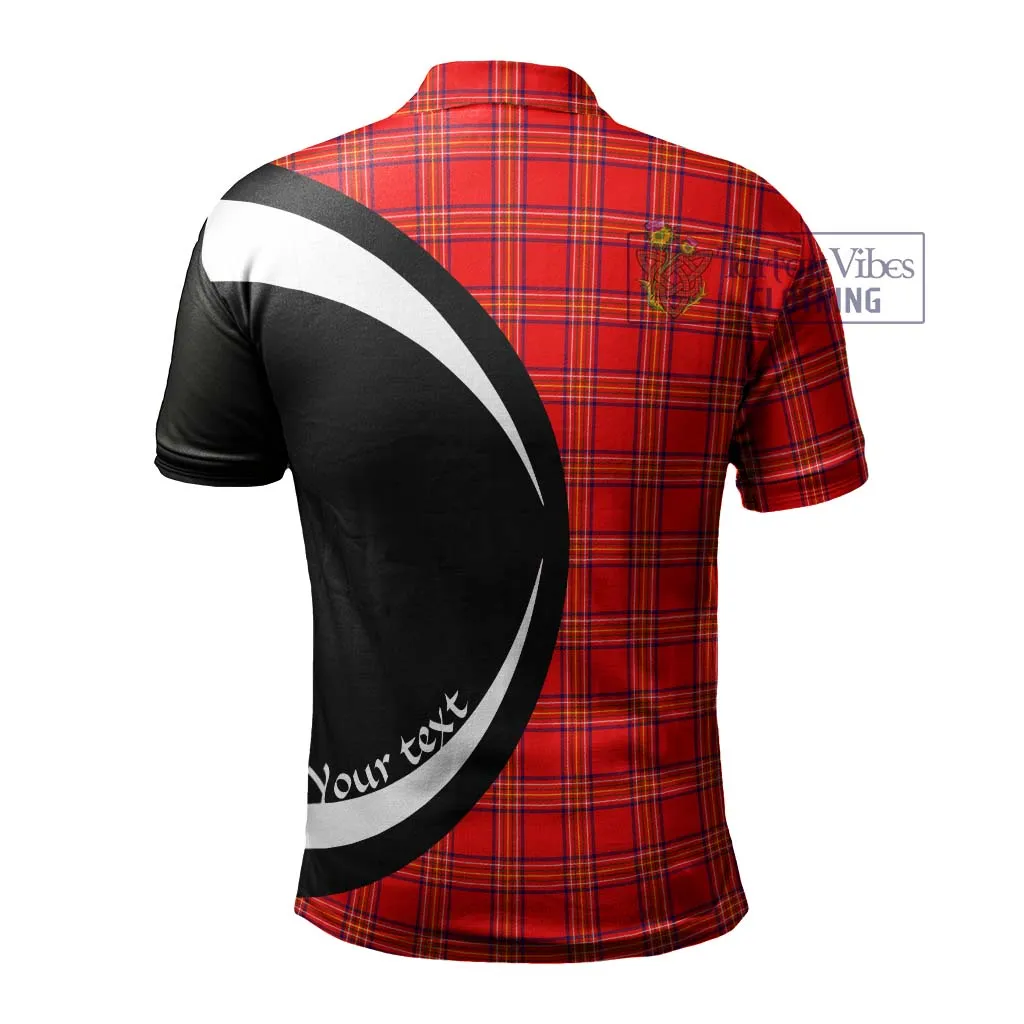 Burnett Modern Tartan Men's Polo Shirt with Family Crest Circle Style