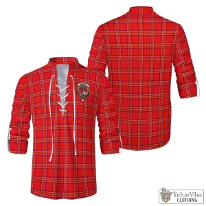 Burnett Modern Tartan Men's Scottish Traditional Jacobite Ghillie Kilt Shirt with Family Crest