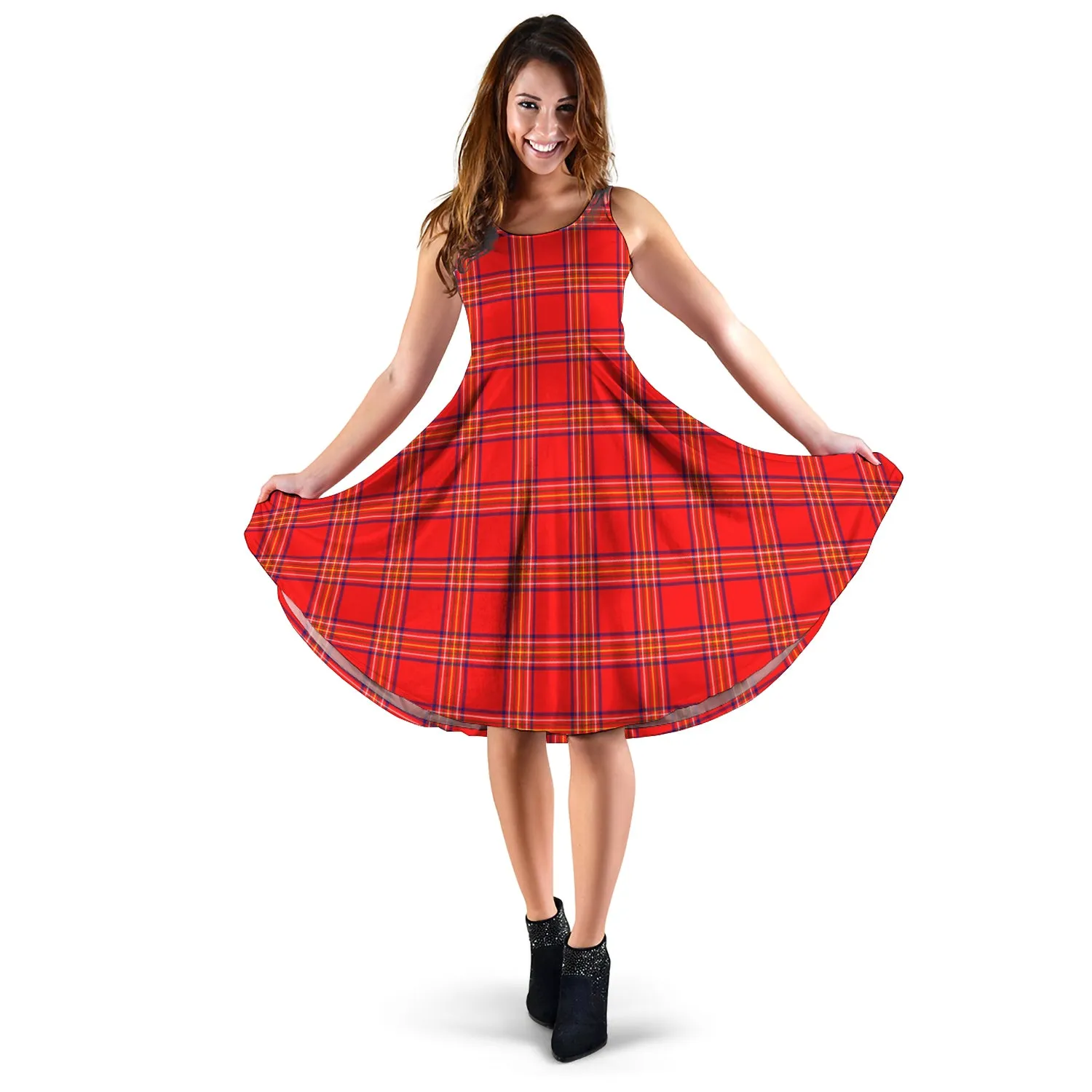 Burnett Modern Tartan Sleeveless Midi Womens Dress