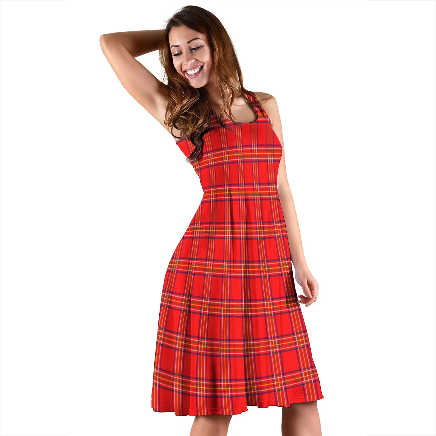 Burnett Modern Tartan Sleeveless Midi Womens Dress