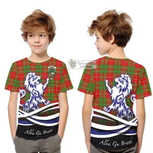 Burnett Tartan Kid T-Shirt with Alba Gu Brath Regal Lion Emblem