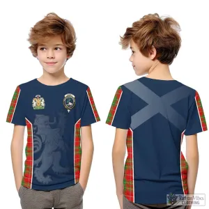 Burnett Tartan Kid T-Shirt with Family Crest and Lion Rampant Vibes Sport Style