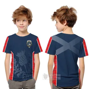 Burnett Tartan Kid T-Shirt with Family Crest and Scottish Thistle Vibes Sport Style