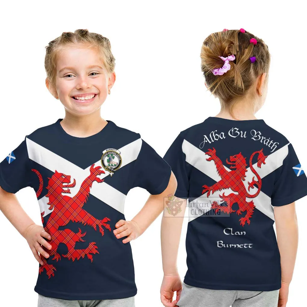 Burnett Tartan Lion Rampant Kid T-Shirt Proudly Display Your Heritage with Alba Gu Brath and Clan Name