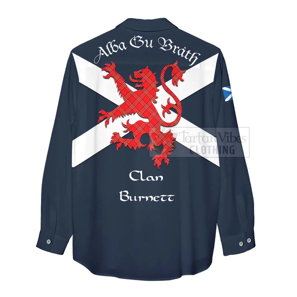 Burnett Tartan Lion Rampant Women's Casual Shirt Proudly Display Your Heritage with Alba Gu Brath and Clan Name