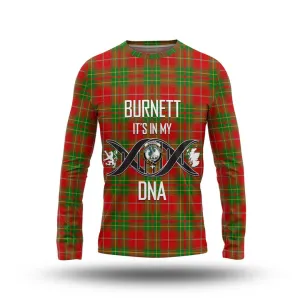 Burnett Tartan Long Sleeve T-Shirt with Family Crest DNA In Me Style