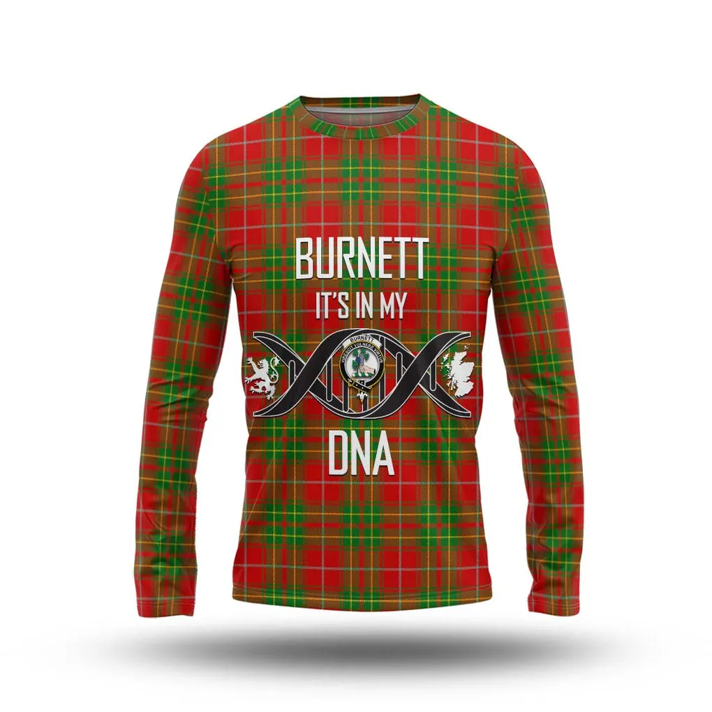 Burnett Tartan Long Sleeve T-Shirt with Family Crest DNA In Me Style