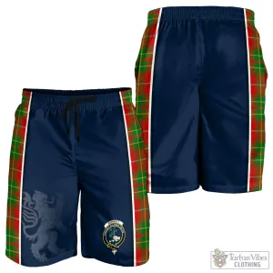 Burnett Tartan Men's Shorts with Family Crest and Lion Rampant Vibes Sport Style