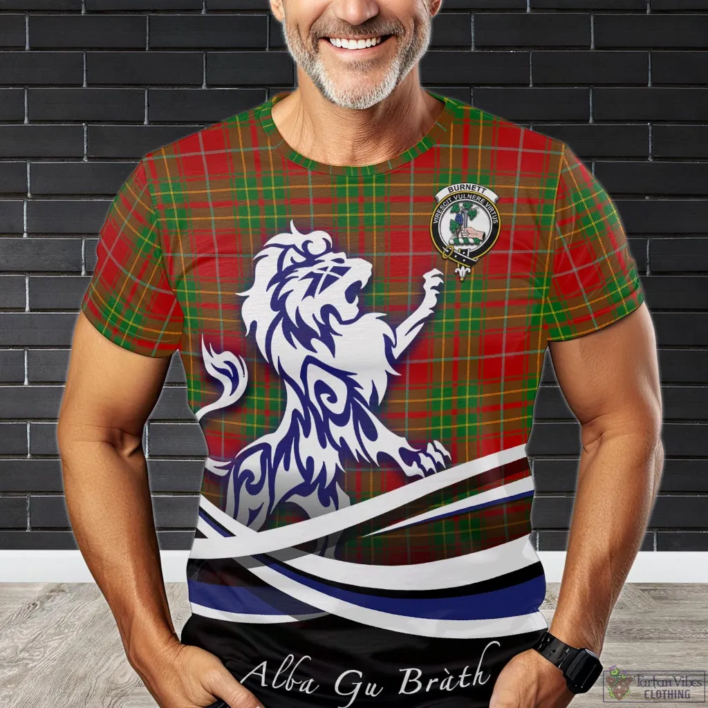 Burnett Tartan T-Shirt with Alba Gu Brath Regal Lion Emblem