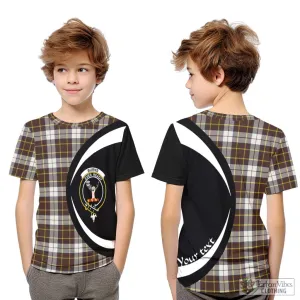 Burns Battalion Weathered Tartan Kid T-Shirt with Family Crest Circle Style