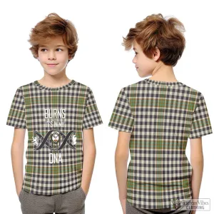 Burns Check Tartan Kid T-Shirt with Family Crest DNA In Me Style