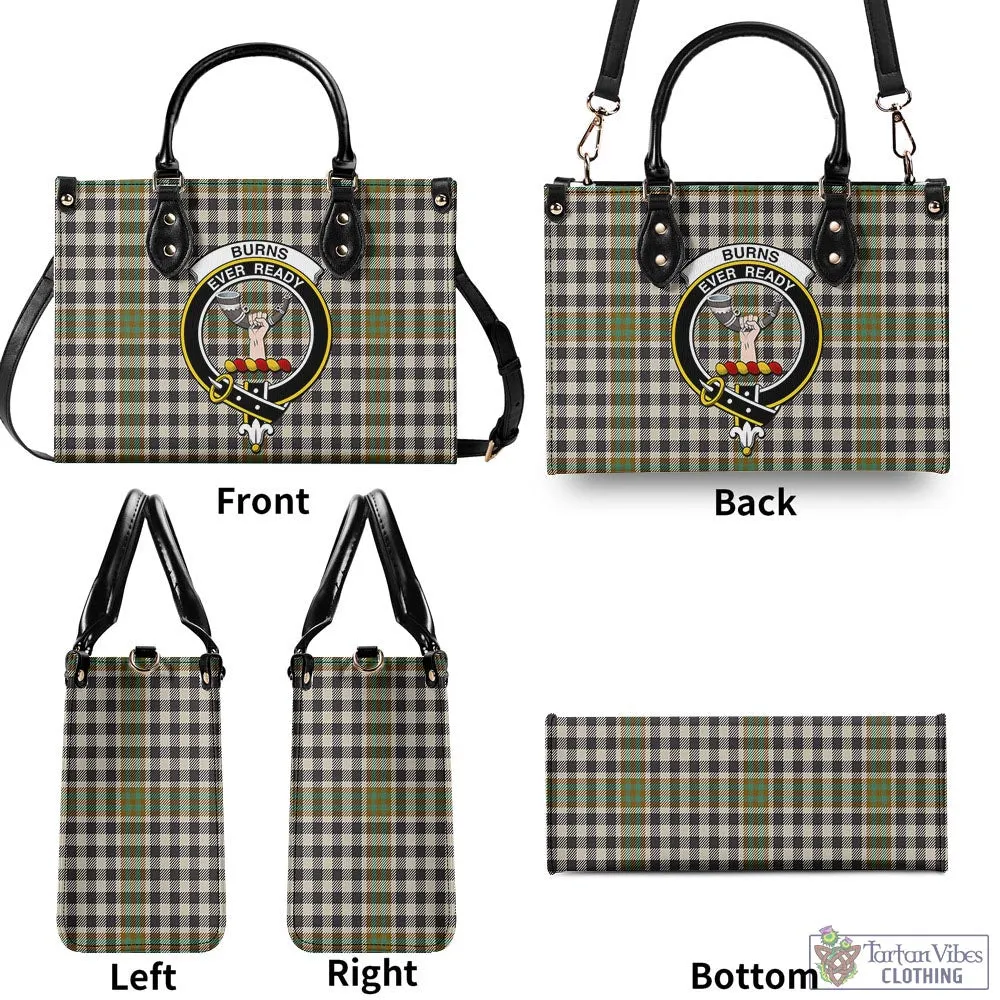 Burns Check Tartan Luxury Leather Handbags with Family Crest