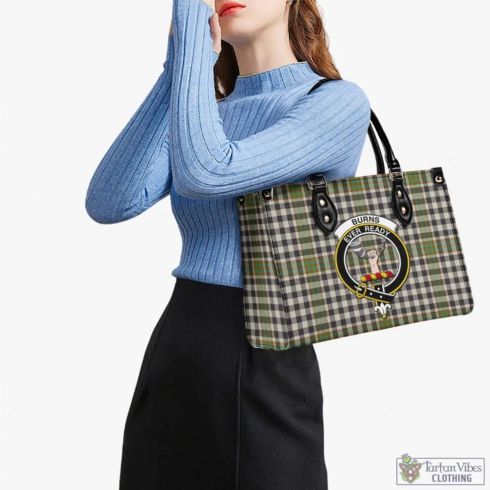 Burns Check Tartan Luxury Leather Handbags with Family Crest