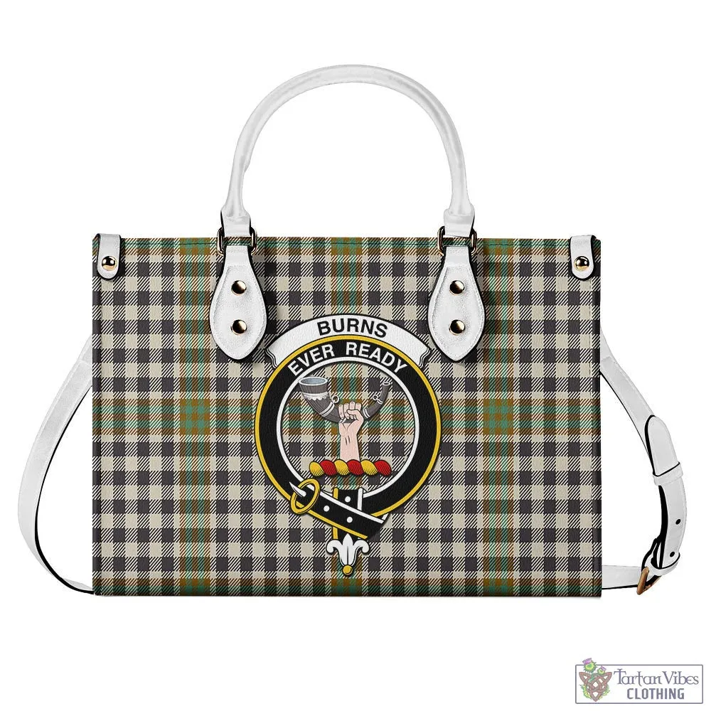 Burns Check Tartan Luxury Leather Handbags with Family Crest