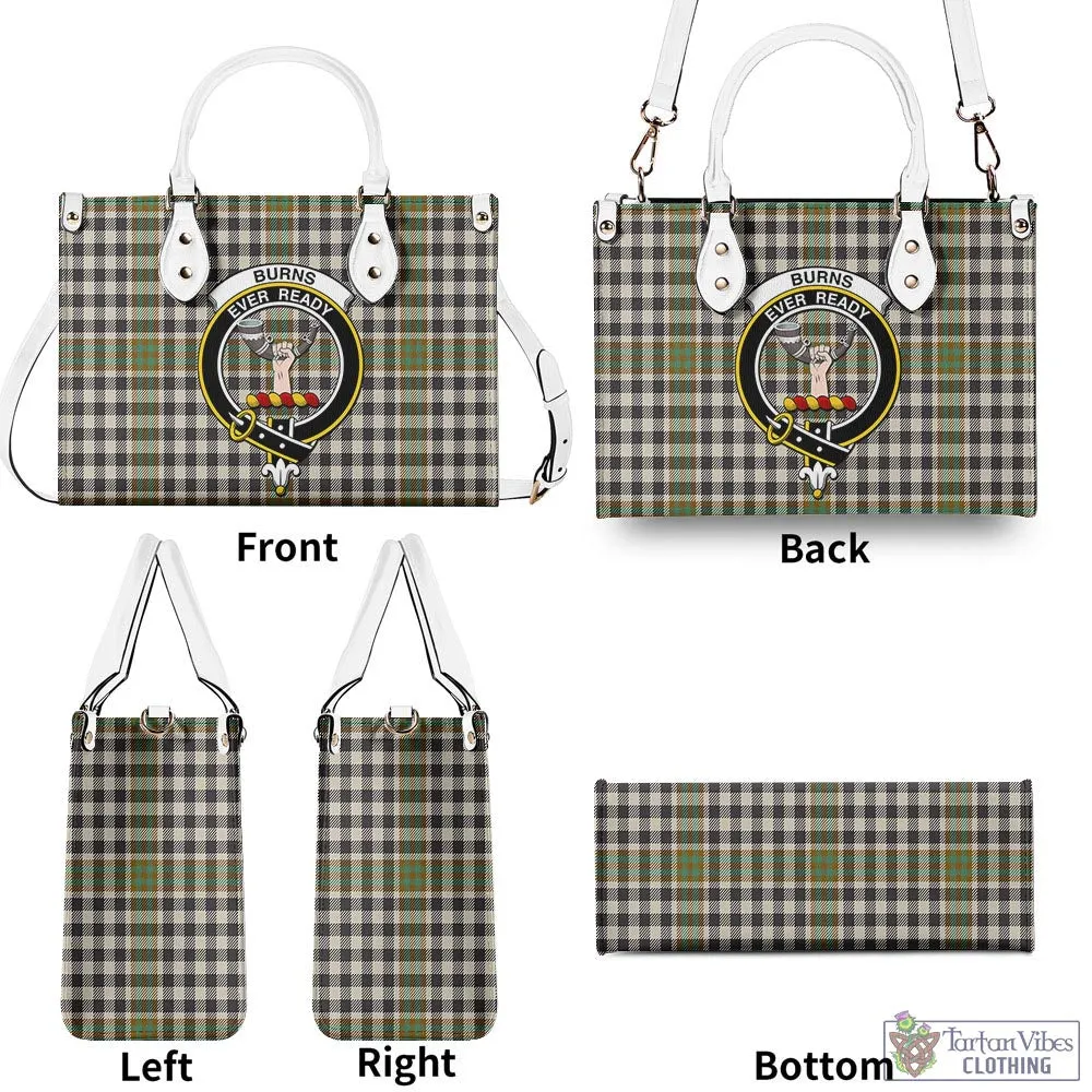 Burns Check Tartan Luxury Leather Handbags with Family Crest