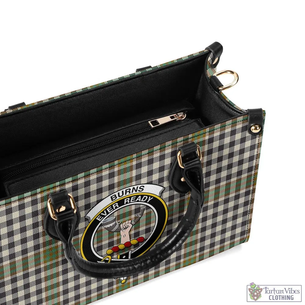 Burns Check Tartan Luxury Leather Handbags with Family Crest