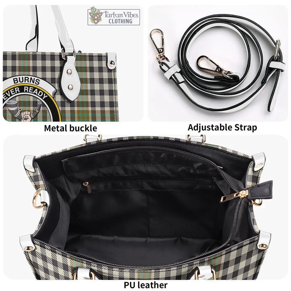 Burns Check Tartan Luxury Leather Handbags with Family Crest