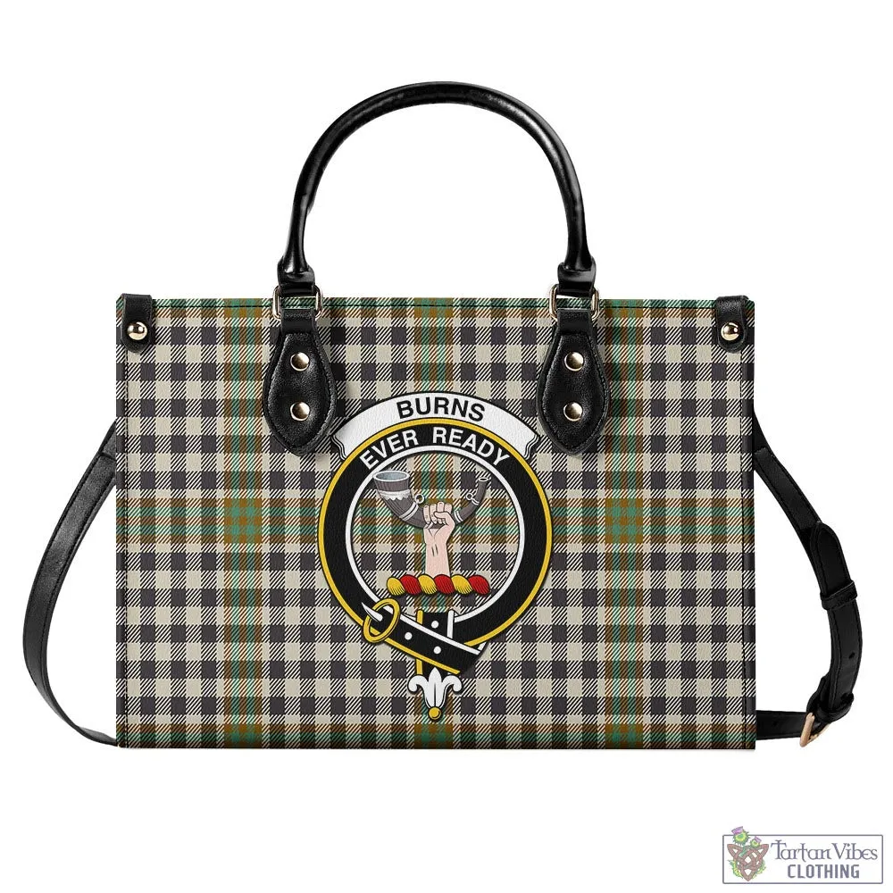 Burns Check Tartan Luxury Leather Handbags with Family Crest