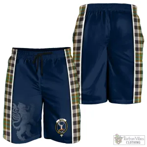 Burns Check Tartan Men's Shorts with Family Crest and Lion Rampant Vibes Sport Style