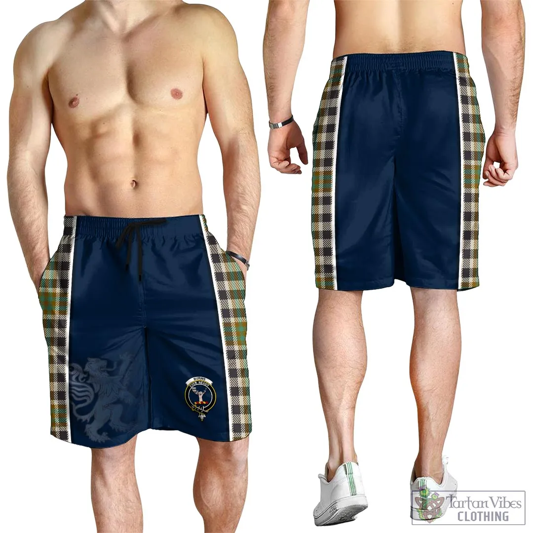 Burns Check Tartan Men's Shorts with Family Crest and Lion Rampant Vibes Sport Style