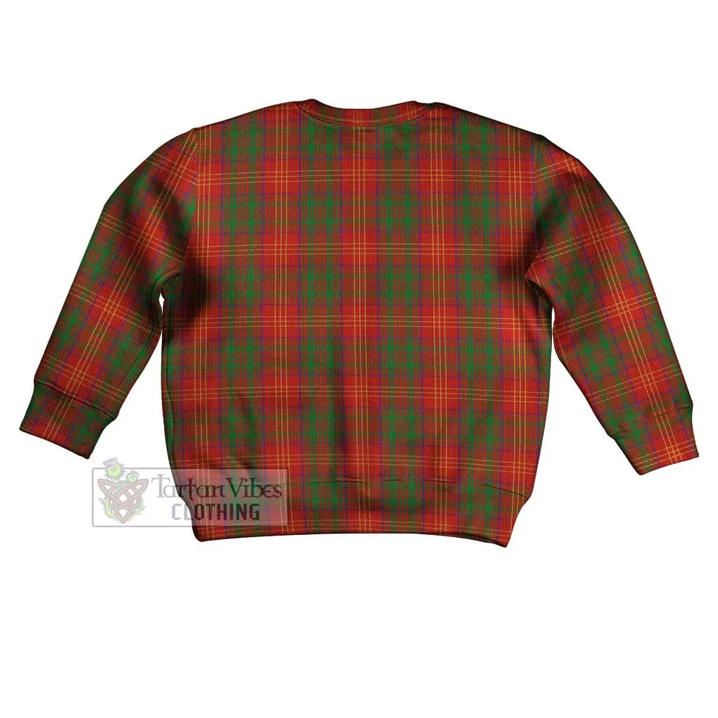 Burns Tartan Kid Ugly Sweater with Family Crest