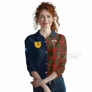 Burns Tartan Women's Casual Shirt Alba with Scottish Lion Royal Arm Half Style