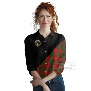 Burns Tartan Women's Casual Shirt with Family Crest and Military Logo Style