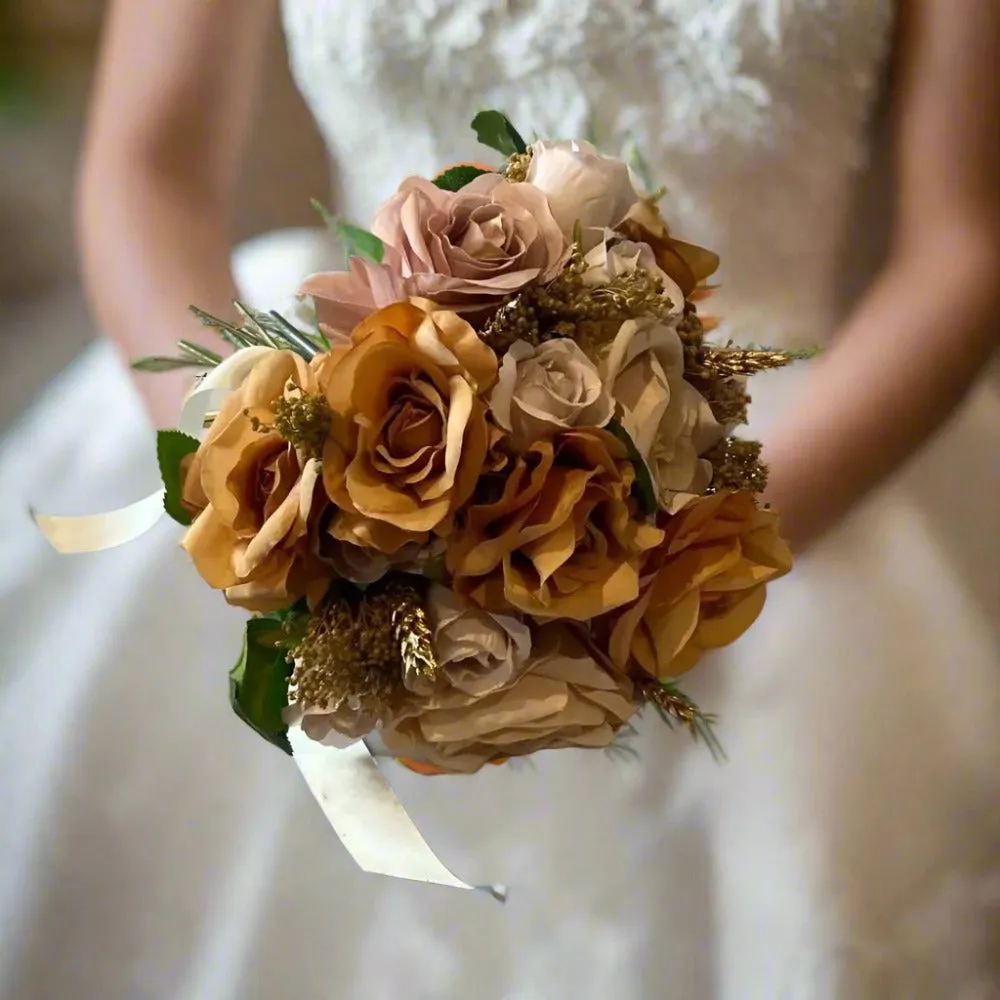 Burnt Orange Artificial Bouquet Package