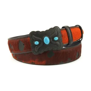 Burnt Orange Burn Out Pony Hair Navajo Belt