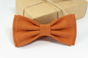 Burnt Orange color linen bow tie