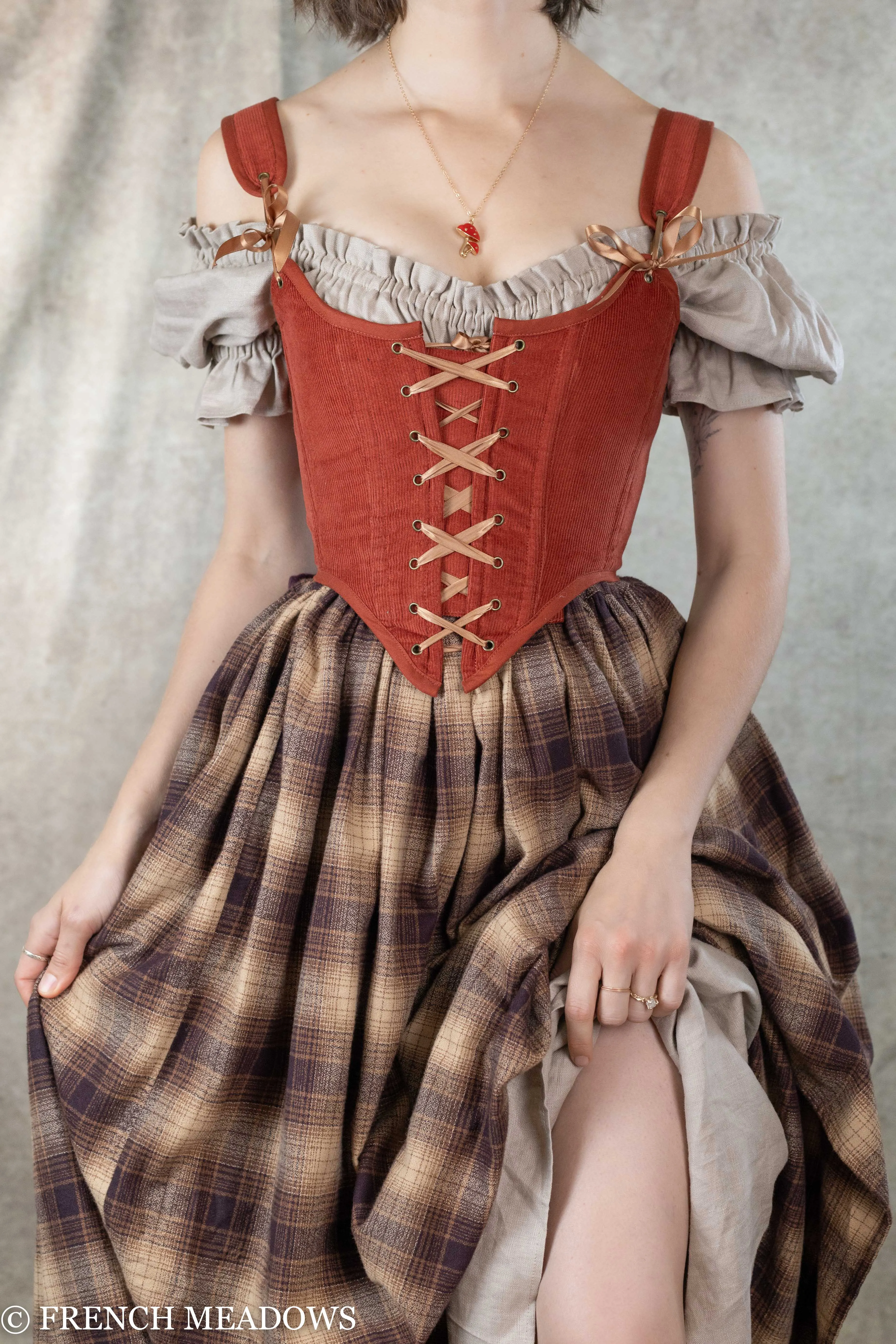 Burnt Orange Corduroy Renaissance Corset