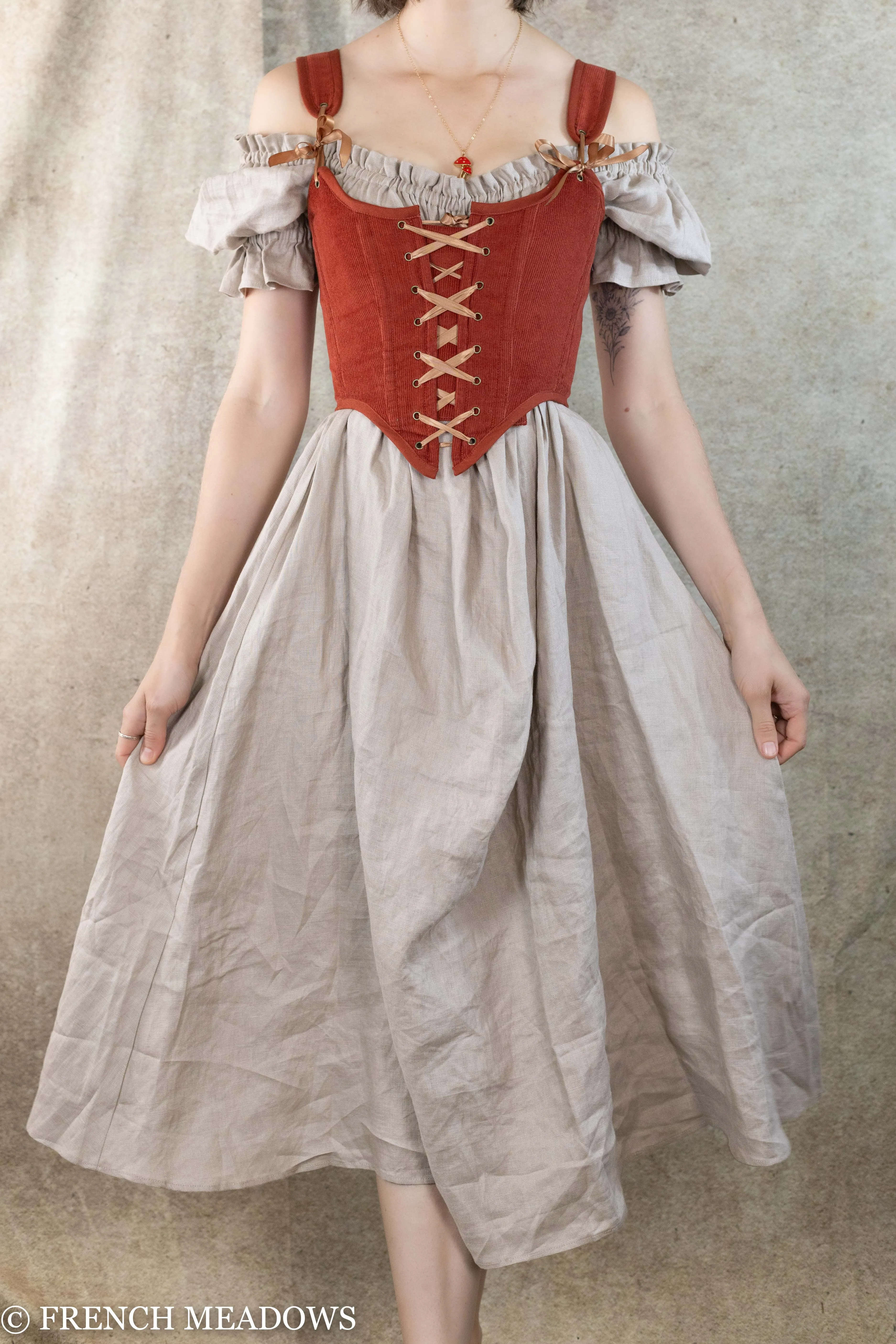 Burnt Orange Corduroy Renaissance Corset