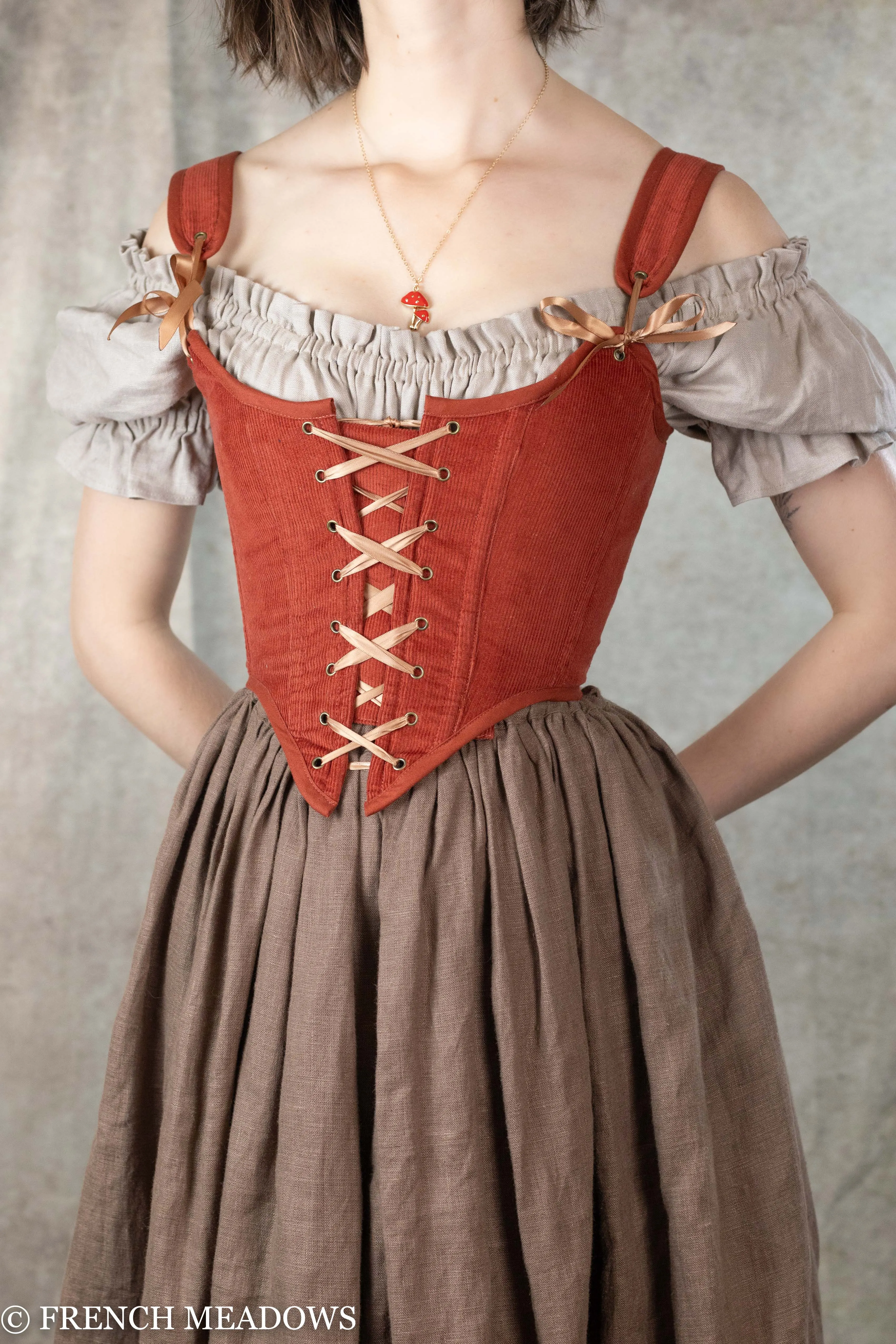 Burnt Orange Corduroy Renaissance Corset