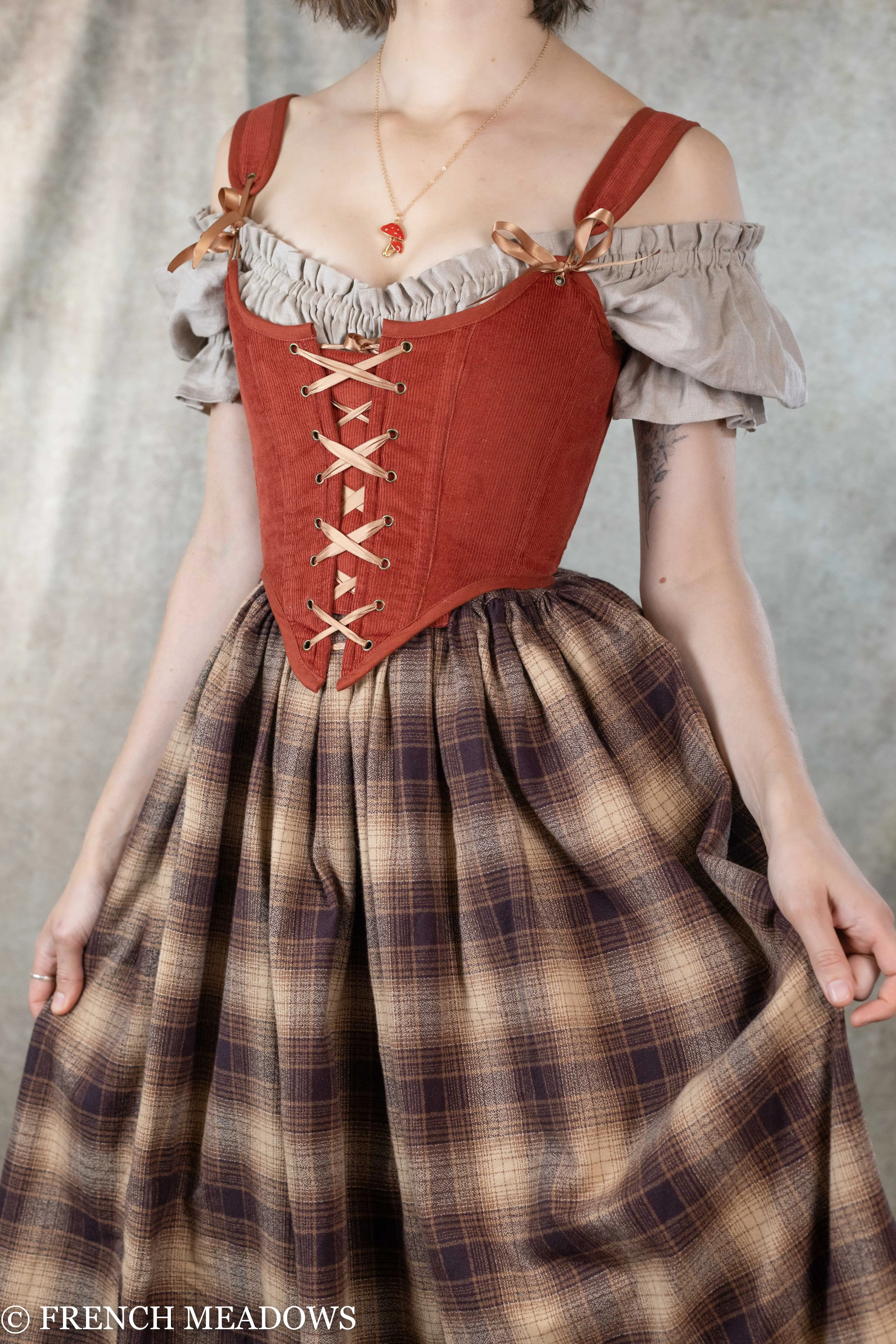 Burnt Orange Corduroy Renaissance Corset