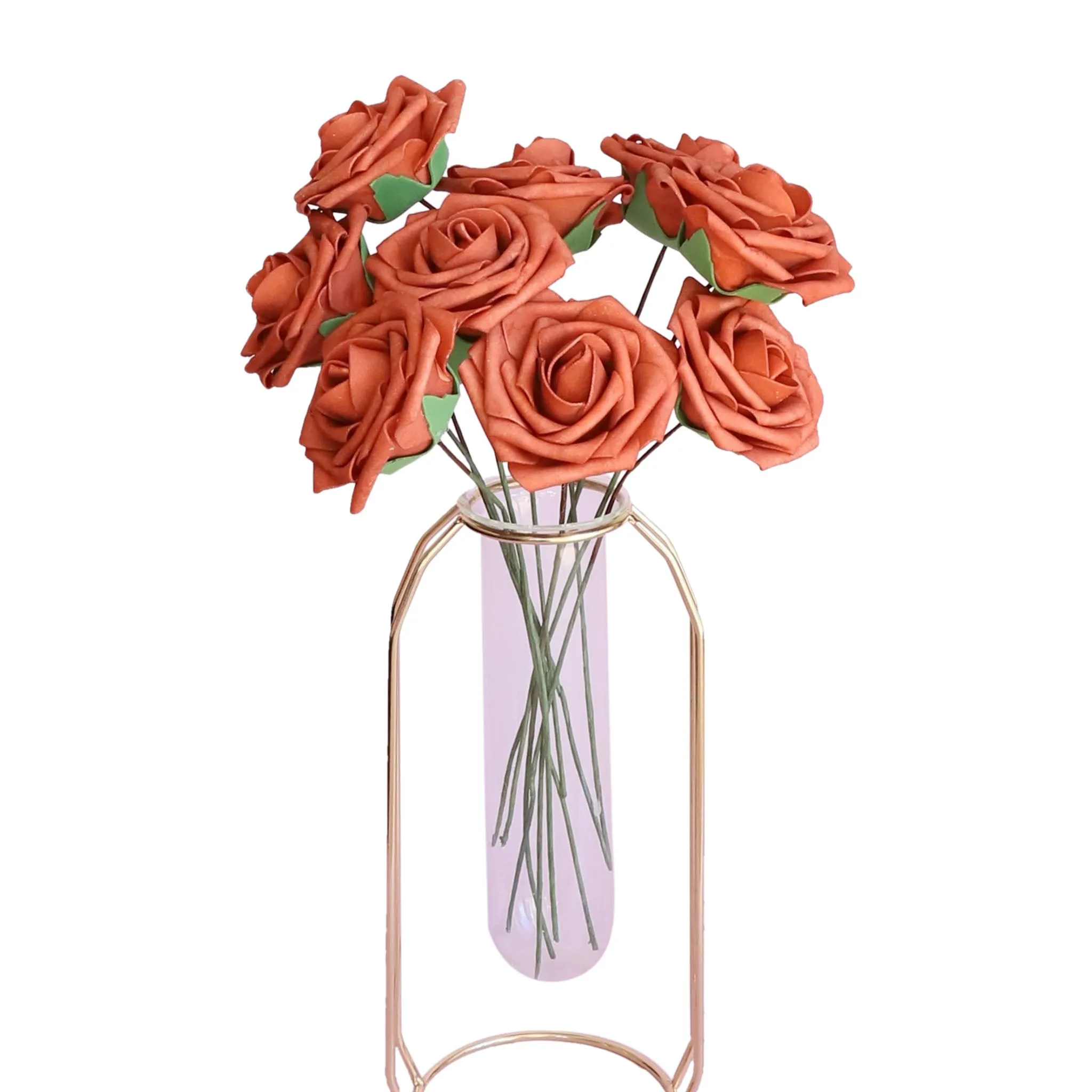 Burnt Orange Roses Artificial Flowers in Bulk