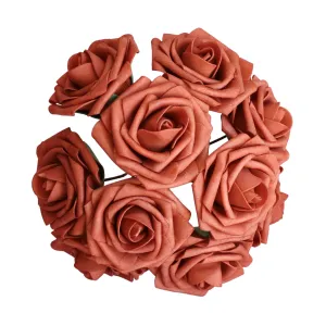 Burnt Orange Roses Artificial Flowers in Bulk