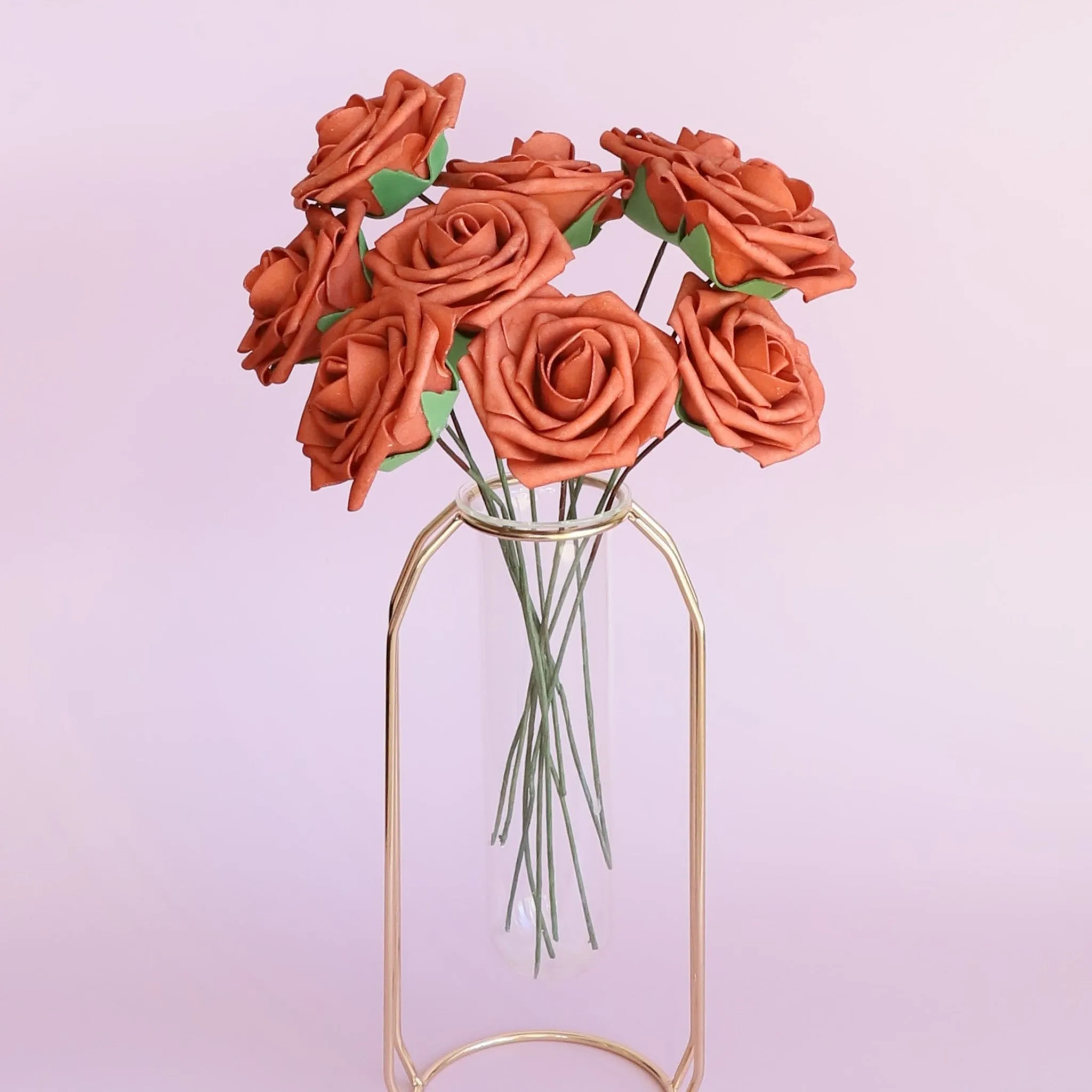 Burnt Orange Roses Artificial Flowers in Bulk