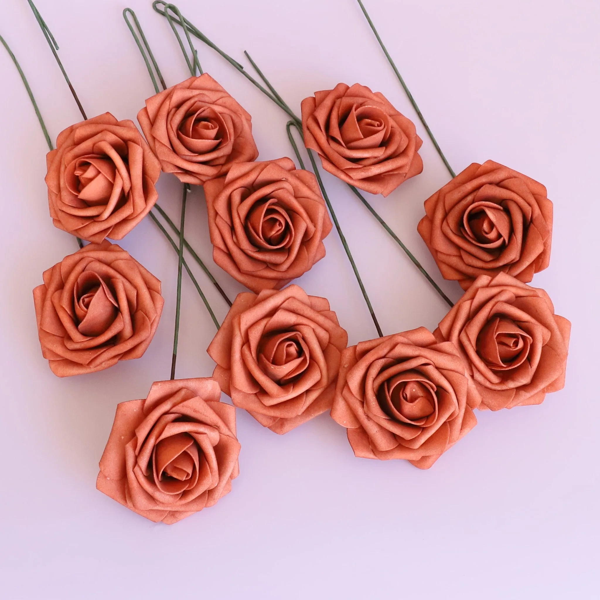 Burnt Orange Roses Artificial Flowers in Bulk