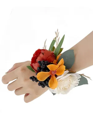 Burnt Orange Wrist Corsages